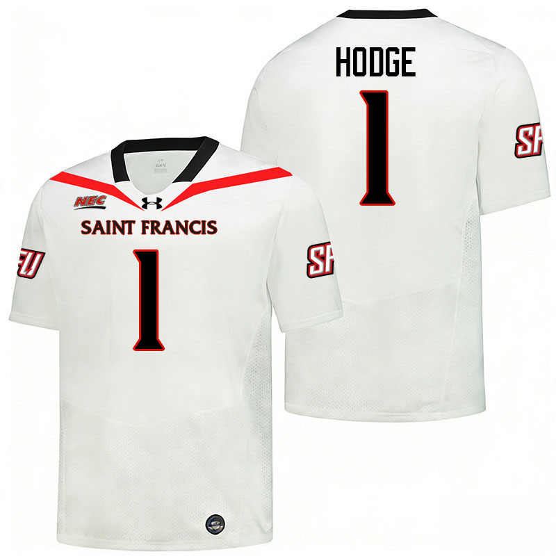 Saint Francis Red Flash #1 Brenden Hodge College Football Jerseys,Uniforms Stitched-White